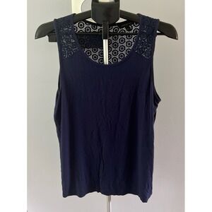 Banana Republic women's Navy Blue Tank Macrame detail size‎ large